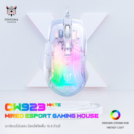 เมาส์เกมมิ่ง ONIKUMA CW923 WIRED ESPORT GAMING MOUSE - โปร่งใส_5
